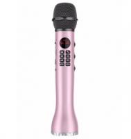 Беспроводной Bluetooth караоке микрофон L-598 с функцией записи (Розовое золото)