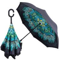 Зонт обратного сложения (зонт наоборот) Цветок павлина