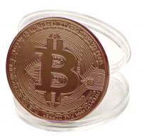 Сувенирная монета Bitcoin (Биткоин), розовое золото