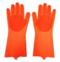 Перчатки хозяйственные силиконовые Magic Brush (Оранжевый)