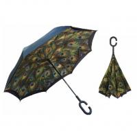 Зонт обратного сложения (зонт наоборот) Перо павлина