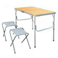 Складной туристический стол для пикника + 2 стула Folding Table (90х60х70 см), песочный