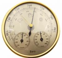 Барометр анероид механический с измерением температуры и влажности THB9392G (золотой)