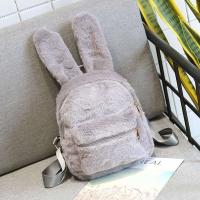 Рюкзак меховой с ушами зайца, серый