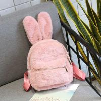 Рюкзак меховой с ушами зайца, розовый