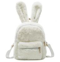 Рюкзак меховой с ушами зайца, белый