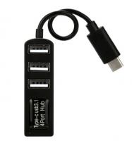 OTG хаб-разветвитель с USB-C на USB 3.1 с 4 портами черный