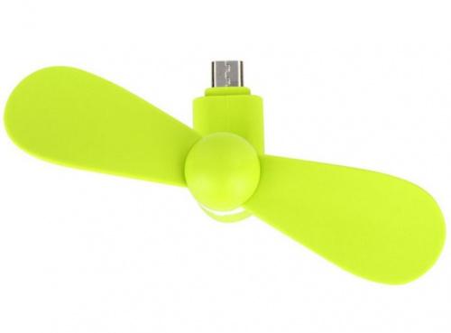 Мини вентилятор для телефона micro USB, зеленый