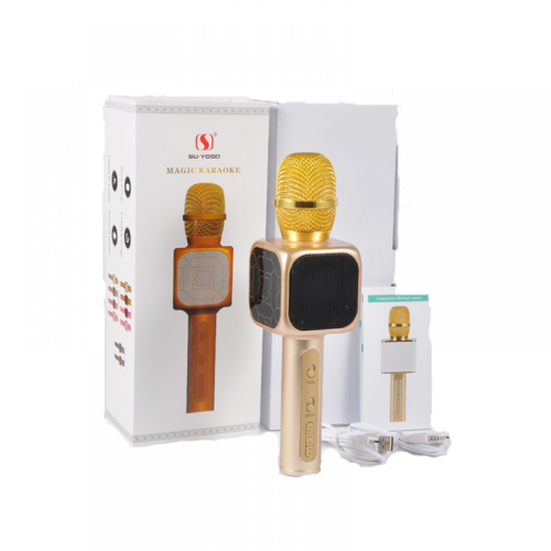 Беспроводной караоке микрофон с встроенной колонкой Magic Karaoke YS-80, золотой