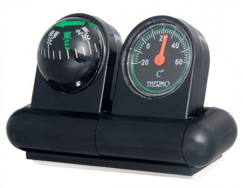 Компас с термометром автомобильный In-Car Compass, черный