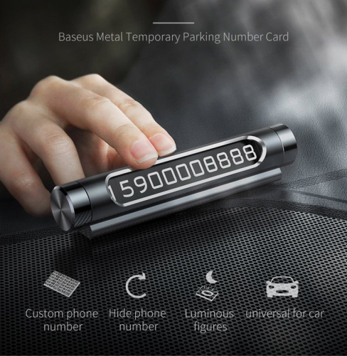 Парковочная карта Baseus Metal Temporary Parking Number Card (Silver)
