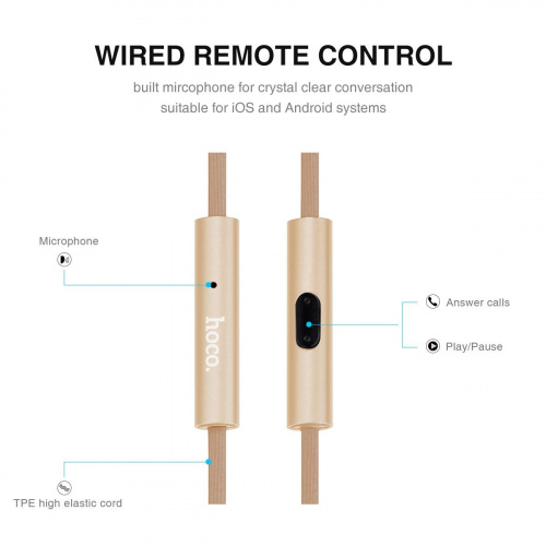 Наушники с микрофоном HOCO M7, золотые