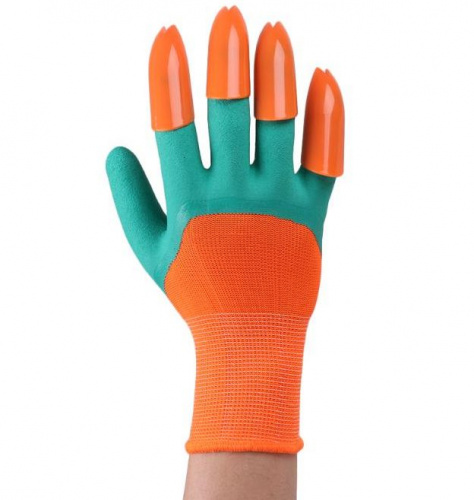 Садовые перчатки с раздвоенными когтями Garden Genie Gloves (Зеленый/оранжевый)