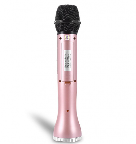 Беспроводной Bluetooth караоке микрофон L-598 с функцией записи (Розовое золото)