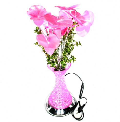 Лампа светодиодная ваза с цветами 50 см розовая