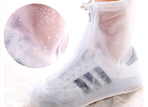 Защитные чехлы пончи для обуви от дождя и грязи с подошвой розовые размер S