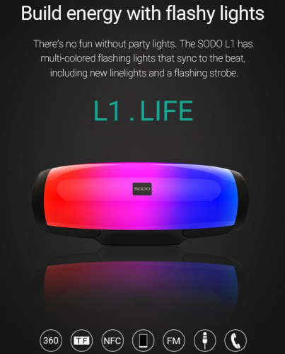 Портативная акустика SODO L1 life Bluetooth, черный