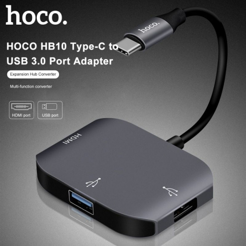 Адаптер HOCO HB9 Convertor yito Type-C to USB 3.0 + RJ45 (gray)