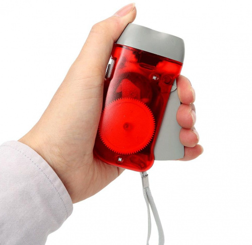 Фонарик-динамо ручной аккумуляторный Hand-Pressing Flash Light 2 LED, красный