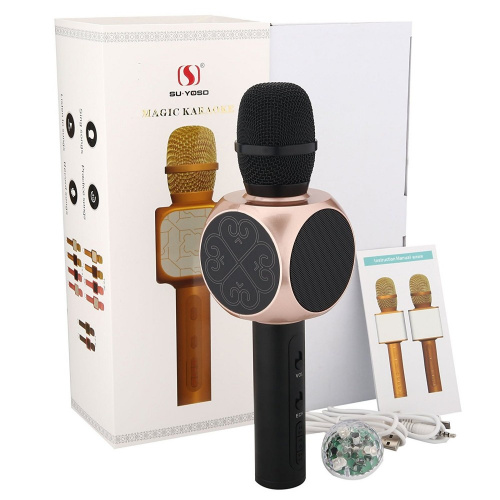 Беспроводной караоке микрофон с встроенной колонкой Magic Karaoke YS-82 золотой