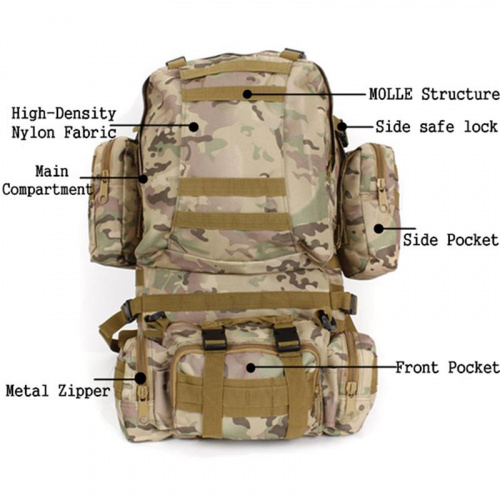 Рюкзак тактический US Assault plus (50 л) 600D, A-tacs-FG, Black
