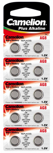 Батарейка для часов Camelion AG8 391A-LR1120-191 1.5V, в блистере 10шт.