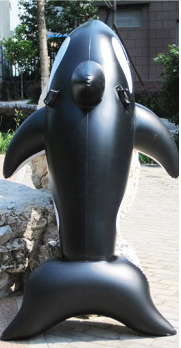 Надувная игрушка для плавания Кит (Whale Rider) с ручками, 130 см, черный