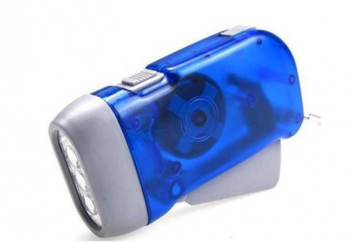 Фонарик-динамо ручной аккумуляторный Hand-Pressing Flash Light 3 LED, синий