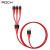 Кабель ROCK 3 in 1 Hi-Tensile Lightning - Micro USB - Type-C - USB red