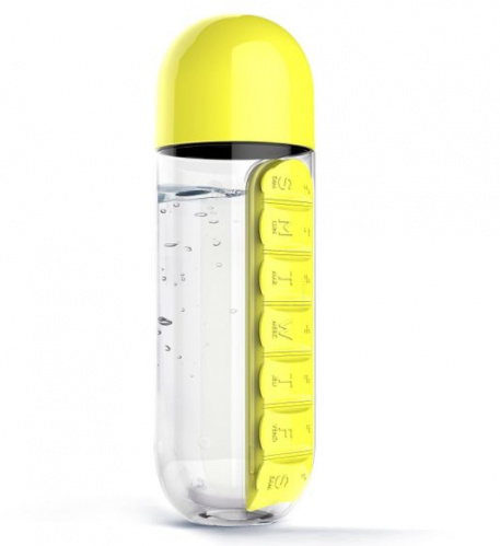 Бутылка для воды IN STYLE PILL ORGANIZER BOTTLE, желтая