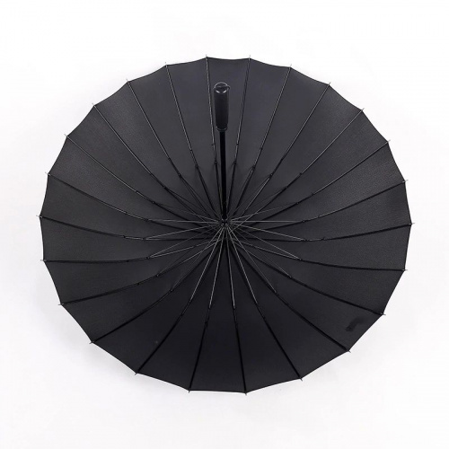 Зонт-трость мужской с прямой ручкой 24 спицы, черный