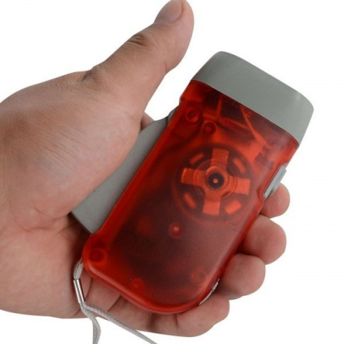 Фонарик-динамо ручной аккумуляторный Hand-Pressing Flash Light 3 LED, красный