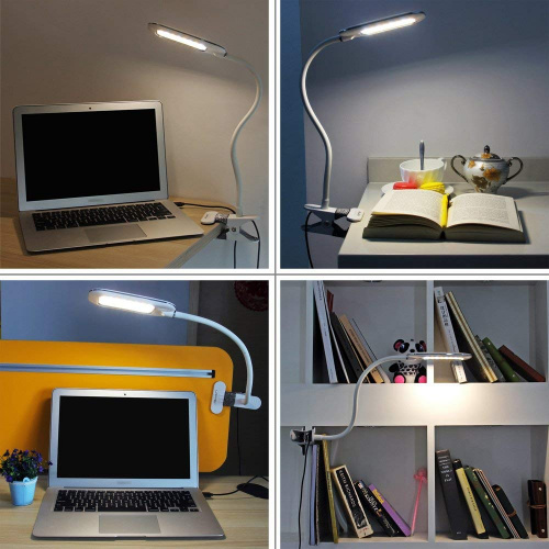 Настольная светодиодная лампа на прищепке Eye-caring Table Lamp 5W USB, белая