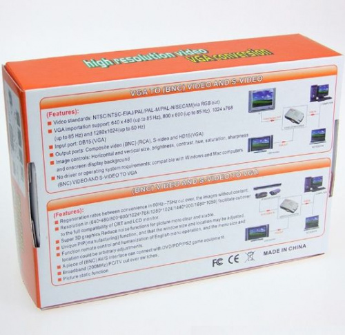 Конвертер (переходник) с VGA на VIDEO (тюльпан RCA, S-VIDEO)