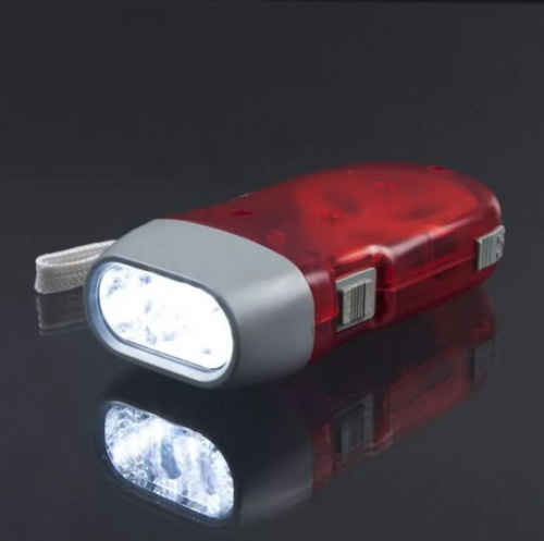 Фонарик-динамо ручной аккумуляторный Hand-Pressing Flash Light 3 LED, красный