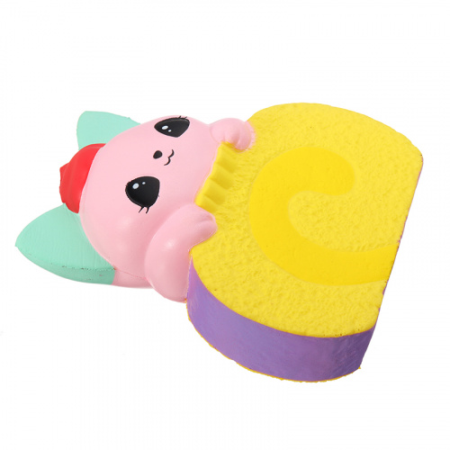 Игрушка-антистресс Сквиши Кот Швейцарский рулетный торт с ароматом, розовый