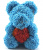Мишка из роз 3D с сердцем, 40 см (Голубой)
