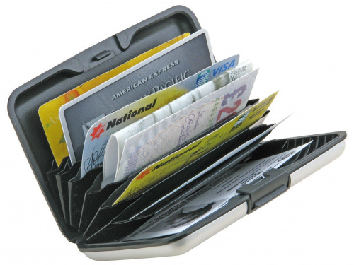 Кейс для кредитных карт Антивор Security Credit Card Wallet, темно-серый металлик
