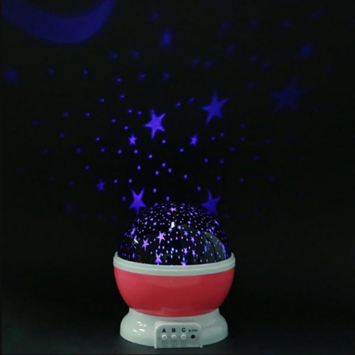 Светильник Ночник-проектор Star Master "Звездное небо" вращающийся розовый