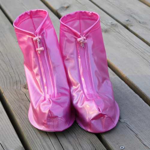 Защитные чехлы пончи для обуви от дождя и грязи с подошвой розовые размер M