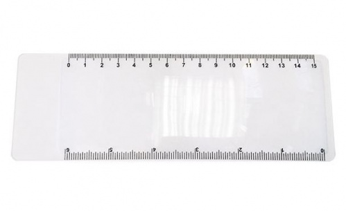 Лупа карманная линза Френеля гибкая 3х (линейка-закладка 190х65 мм) для чтения бесцветная