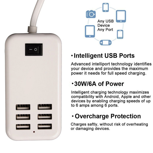 Сетевое зарядное устройство Desktop Charger 6 USB 30W