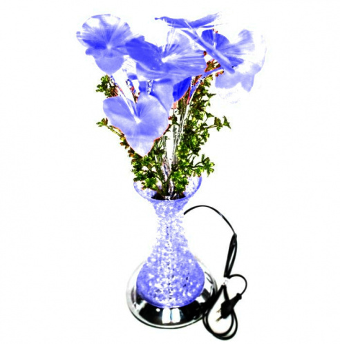 Лампа светодиодная ваза с цветами 50 см синяя