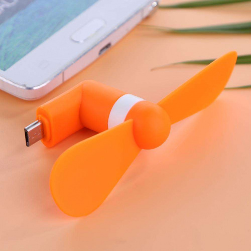 Мини вентилятор для телефона micro USB, оранжевый