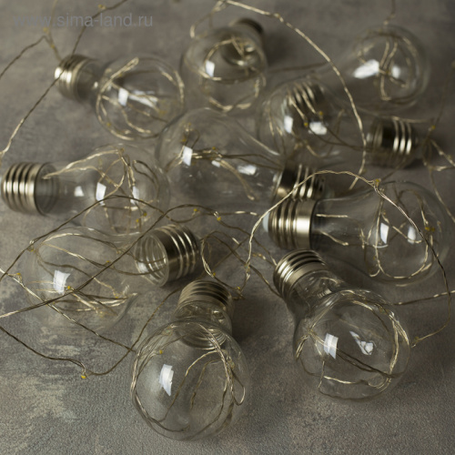 Гирлянда электрическая "Нить. Лампочки", 10 LED, 5 метров, цвет: теплый белый