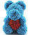 Мишка из роз 3D с сердцем, 40 см (Голубой)