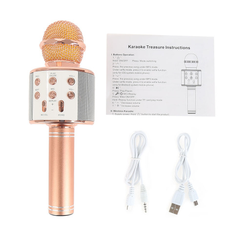 Беспроводной Bluetooth караоке микрофон WSTER WS-858 розовый