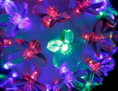 Светодиодная гирлянда из шаров с насадками в виде цветов, 3,2х0,2м, цвет мульти