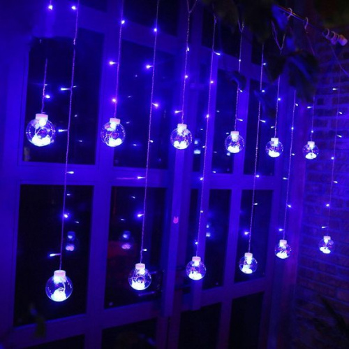 Гирлянда-шторы светодиодные мигающие Огни в шаре 3х1 м (Синий)