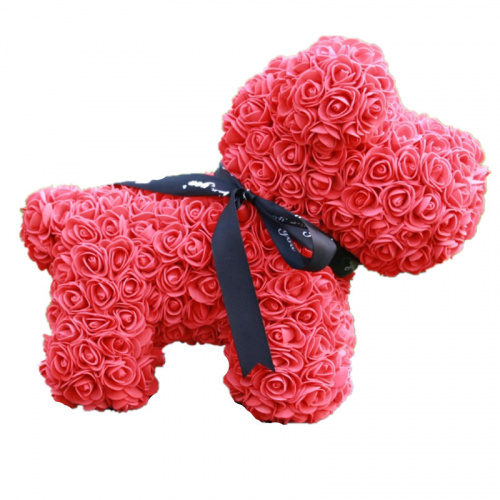 Пес из роз 3D (40 см) Красный